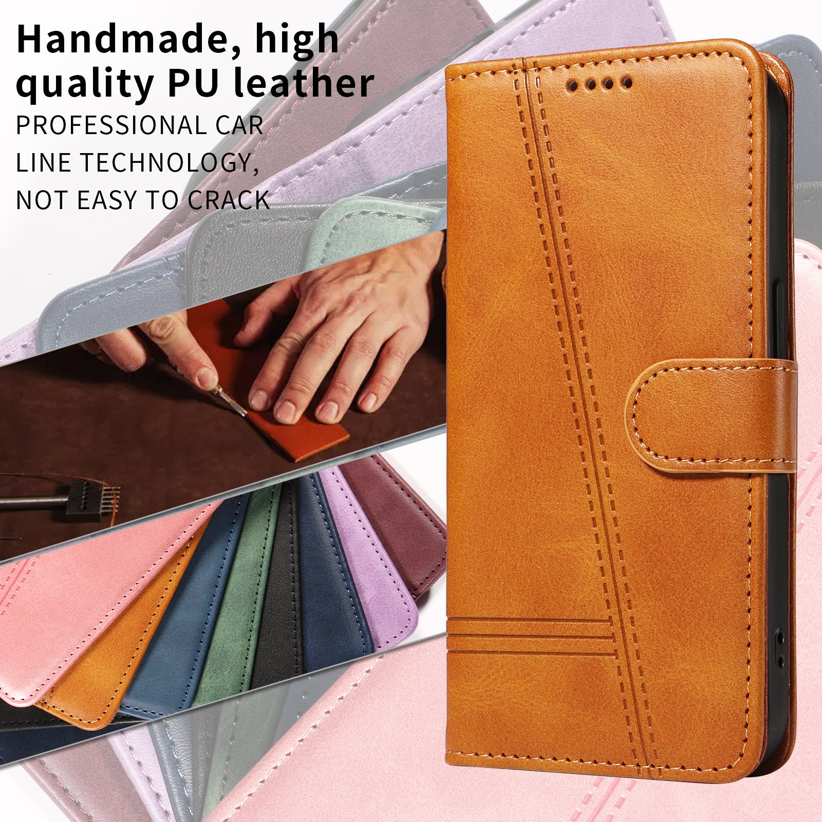 For Xiaomi Poco M8 Pro 5G / Redmi Note 15 Pro+ 5G (Global) Wallet Case T-Shape Lines Leather Phone Cover Stand - Brown