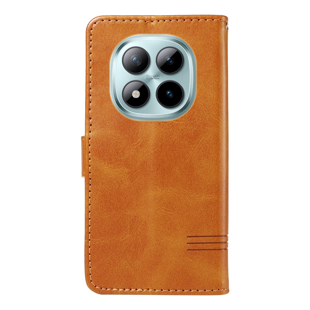 For Xiaomi Poco M8 Pro 5G / Redmi Note 15 Pro+ 5G (Global) Wallet Case T-Shape Lines Leather Phone Cover Stand - Brown