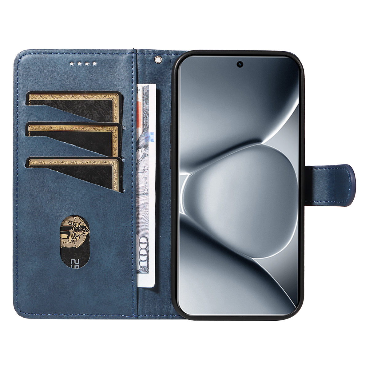 For Xiaomi Poco M8 Pro 5G / Redmi Note 15 Pro+ 5G (Global) Wallet Case T-Shape Lines Leather Phone Cover Stand - Blue