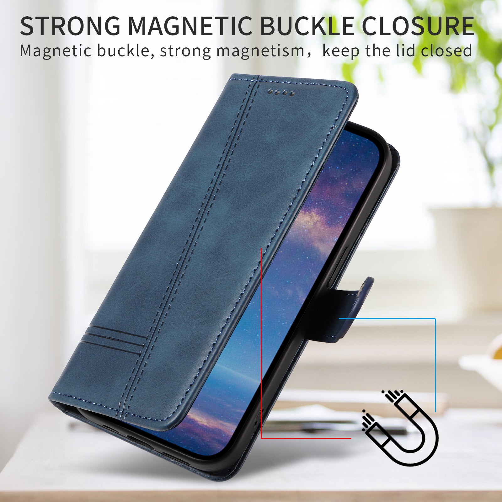 For Xiaomi Poco M8 Pro 5G / Redmi Note 15 Pro+ 5G (Global) Wallet Case T-Shape Lines Leather Phone Cover Stand - Blue