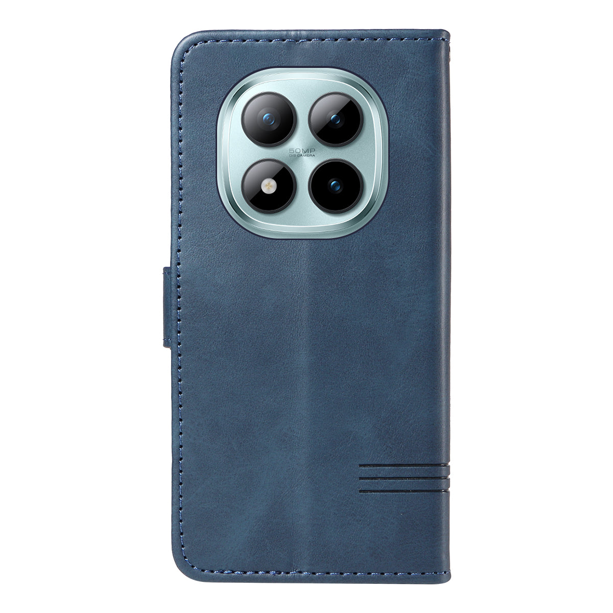 For Xiaomi Poco M8 Pro 5G / Redmi Note 15 Pro+ 5G (Global) Wallet Case T-Shape Lines Leather Phone Cover Stand - Blue