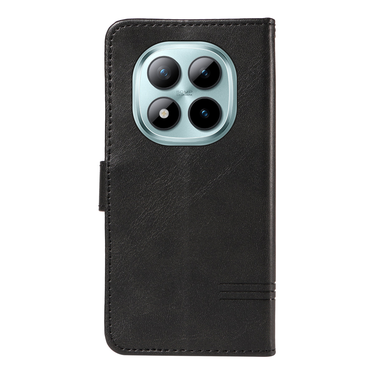 For Xiaomi Poco M8 Pro 5G / Redmi Note 15 Pro+ 5G (Global) Wallet Case T-Shape Lines Leather Phone Cover Stand -  Black