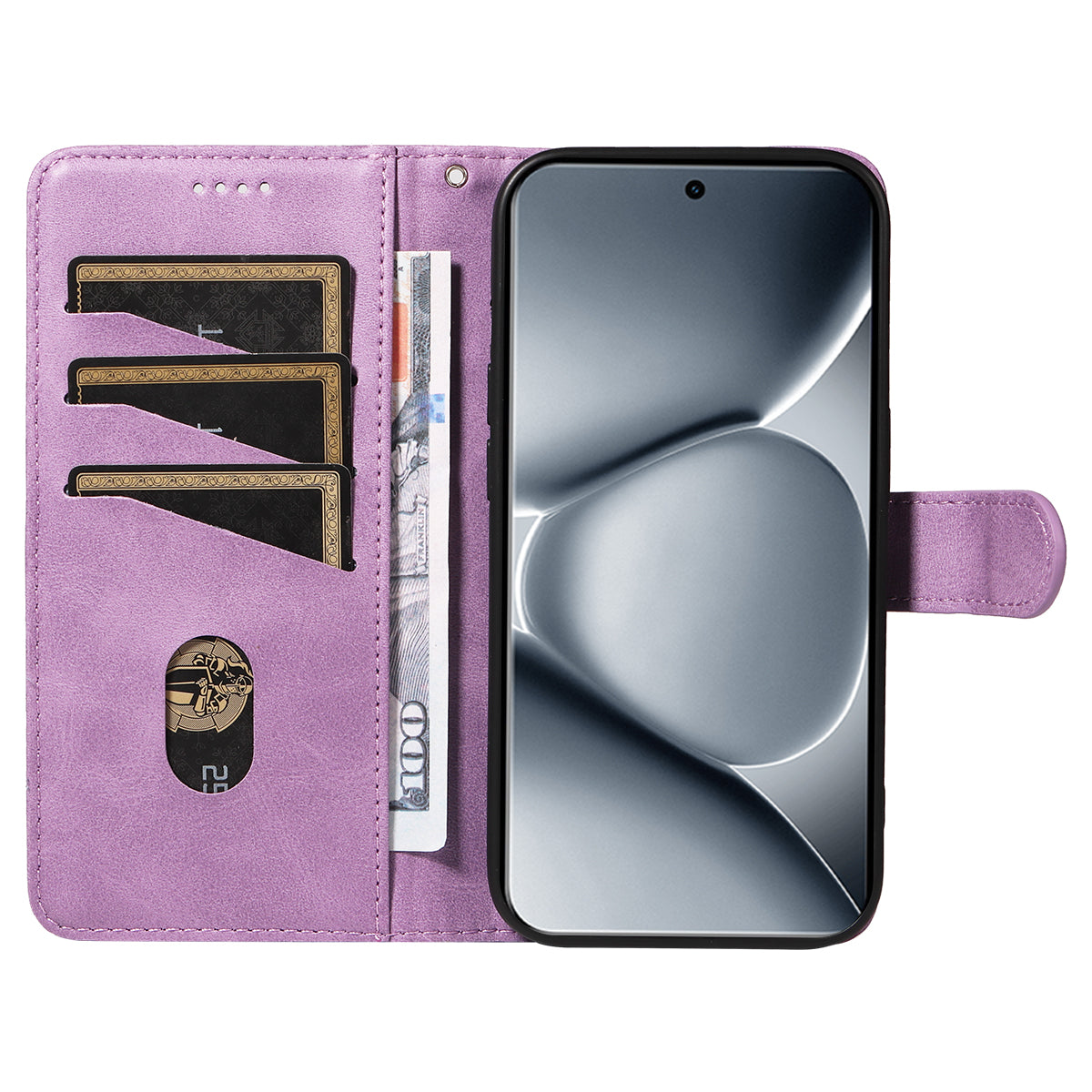 For Xiaomi Poco M8 Pro 5G / Redmi Note 15 Pro+ 5G (Global) Wallet Case T-Shape Lines Leather Phone Cover Stand -  Light Purple