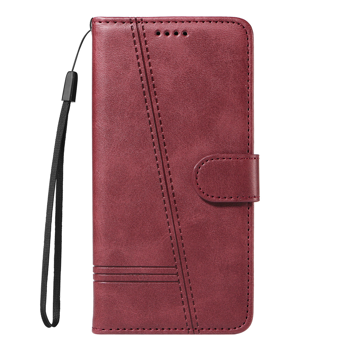 For Xiaomi Poco M8 Pro 5G / Redmi Note 15 Pro+ 5G (Global) Wallet Case T-Shape Lines Leather Phone Cover Stand - Wine Red