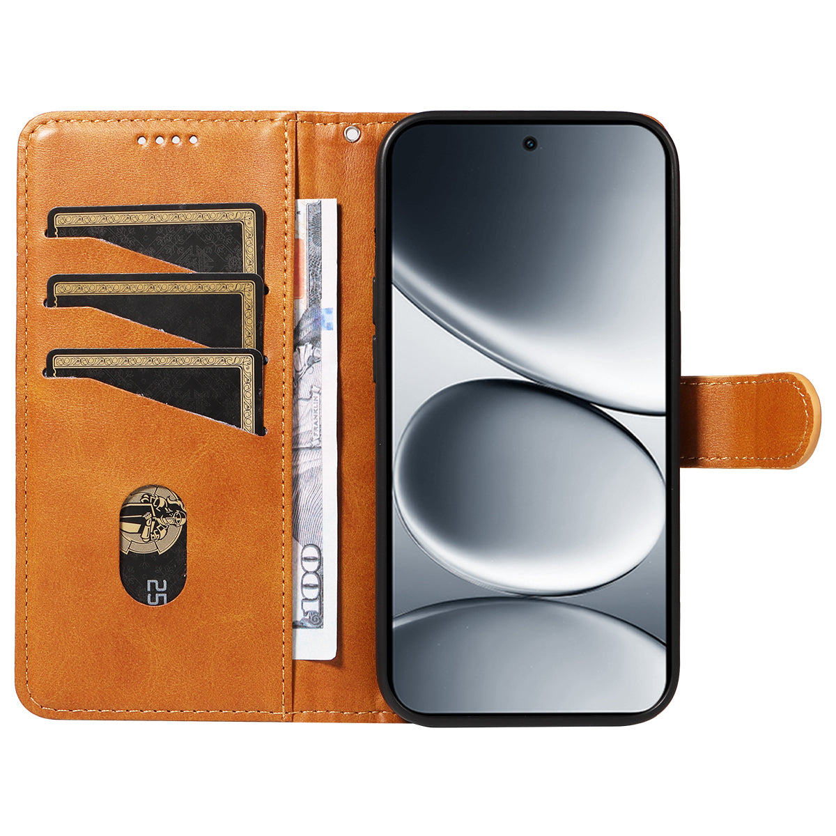 For Xiaomi Redmi Note 15 Pro 5G (Global) Wallet Case T-Shape Lines Leather Phone Cover Stand - Brown