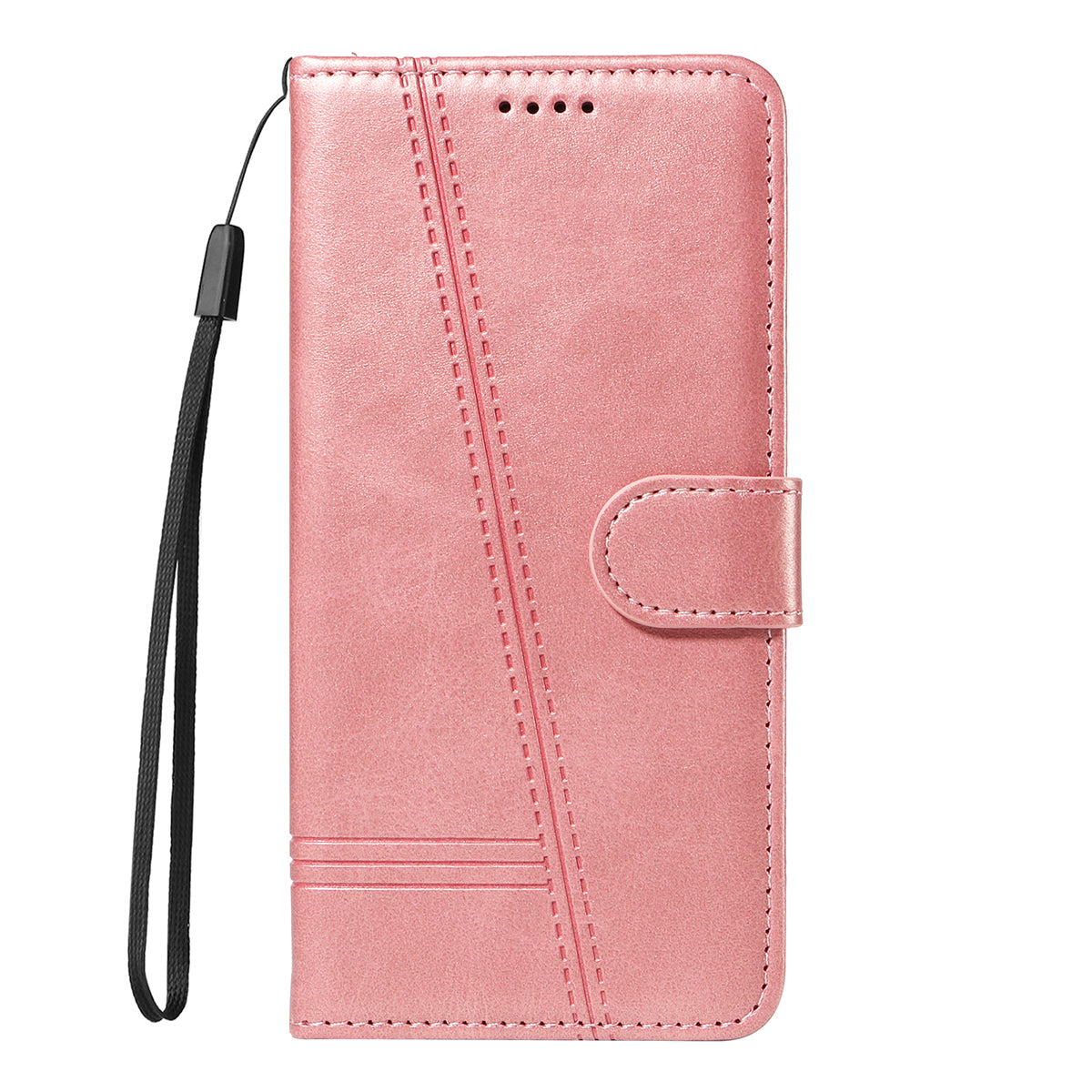 For Xiaomi Redmi Note 15 Pro 5G (Global) Wallet Case T-Shape Lines Leather Phone Cover Stand - Rose Gold