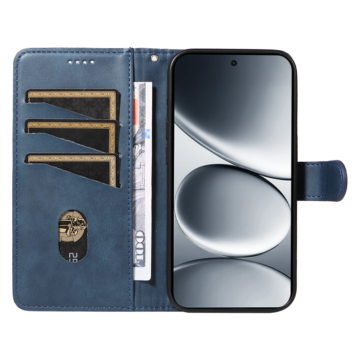 For Xiaomi Redmi Note 15 Pro 5G (Global) Wallet Case T-Shape Lines Leather Phone Cover Stand - Blue