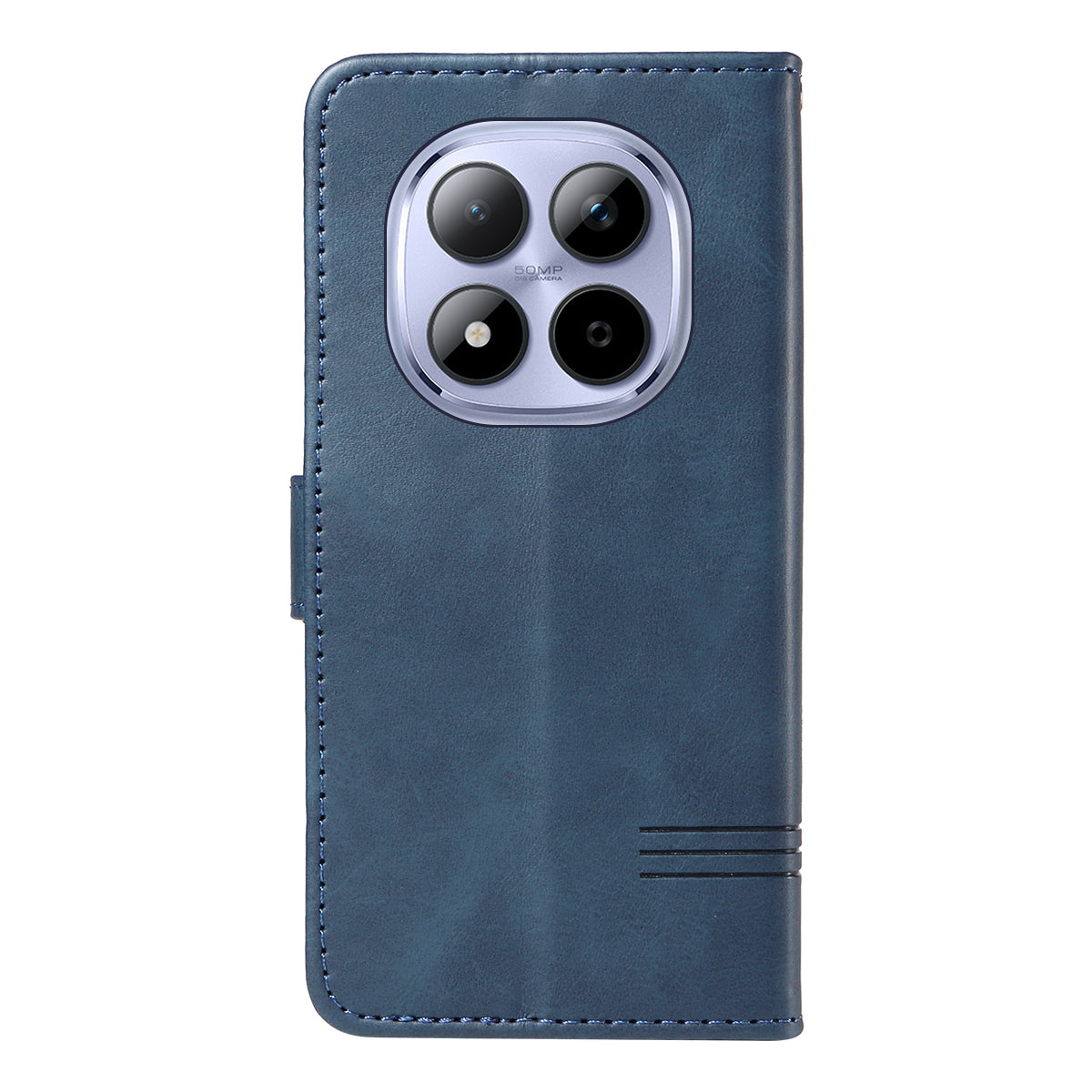For Xiaomi Redmi Note 15 Pro 5G (Global) Wallet Case T-Shape Lines Leather Phone Cover Stand - Blue