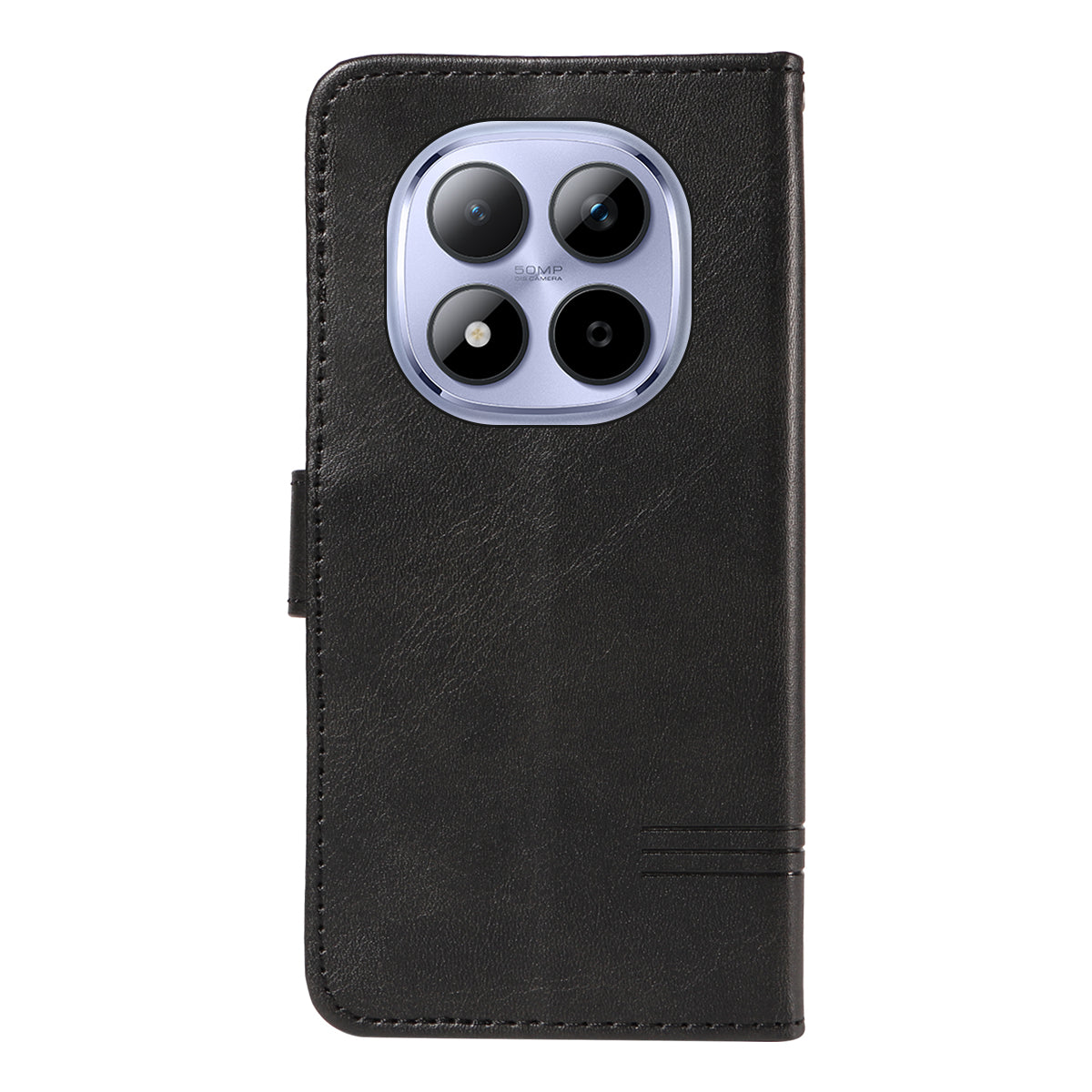 For Xiaomi Redmi Note 15 Pro 5G (Global) Wallet Case T-Shape Lines Leather Phone Cover Stand -  Black