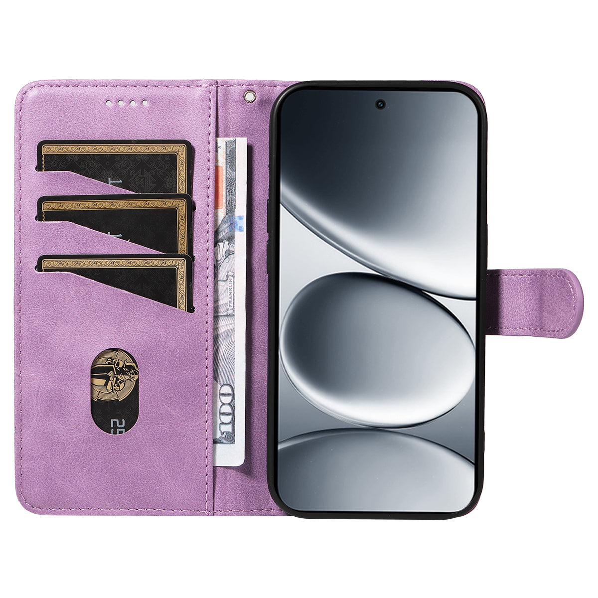 For Xiaomi Redmi Note 15 Pro 5G (Global) Wallet Case T-Shape Lines Leather Phone Cover Stand -  Light Purple