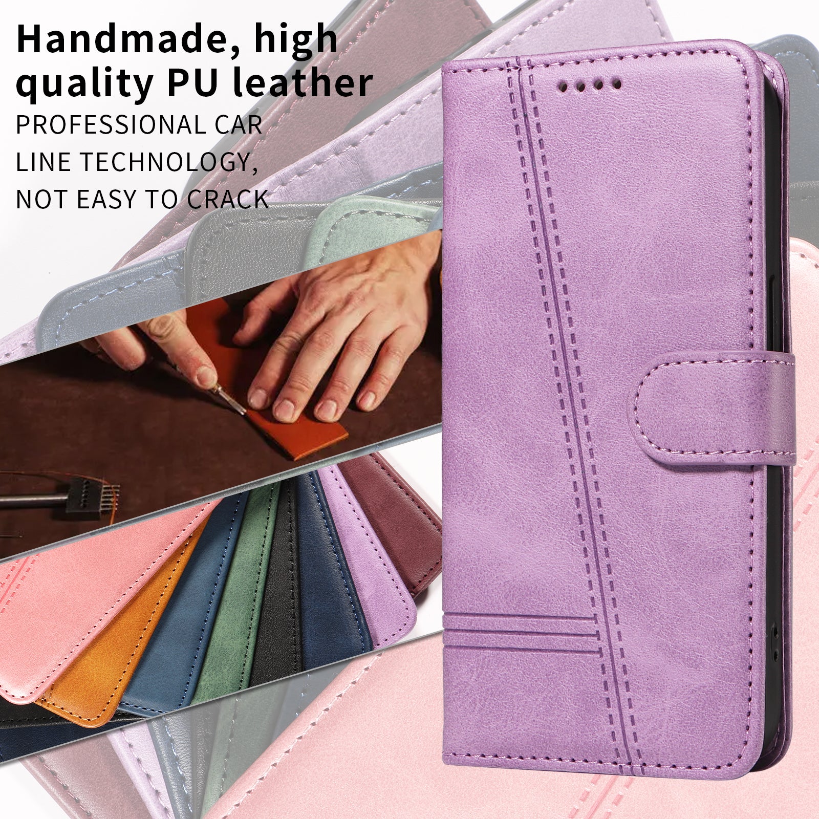For Xiaomi Redmi Note 15 Pro 5G (Global) Wallet Case T-Shape Lines Leather Phone Cover Stand -  Light Purple