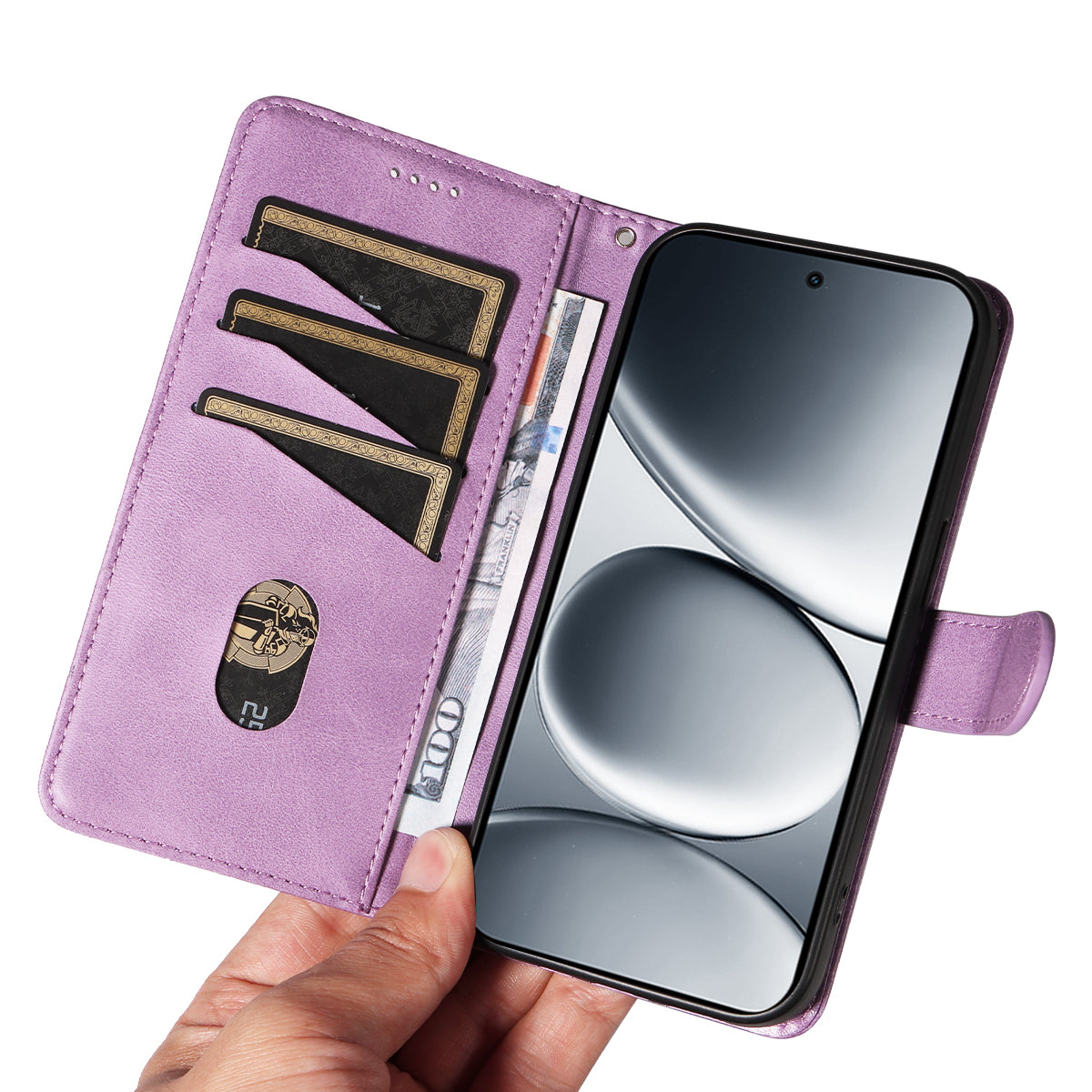 For Xiaomi Redmi Note 15 Pro 5G (Global) Wallet Case T-Shape Lines Leather Phone Cover Stand -  Light Purple