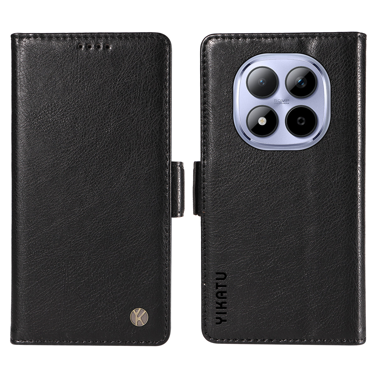 For Xiaomi Redmi Note 15 Pro 5G (Global) Case YIKATU YK-007 Litchi Texture PU Leather Wallet Phone Cover - Black