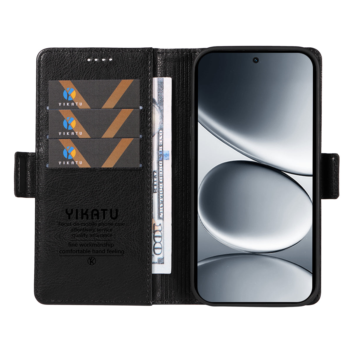 For Xiaomi Redmi Note 15 Pro 5G (Global) Case YIKATU YK-007 Litchi Texture PU Leather Wallet Phone Cover - Black