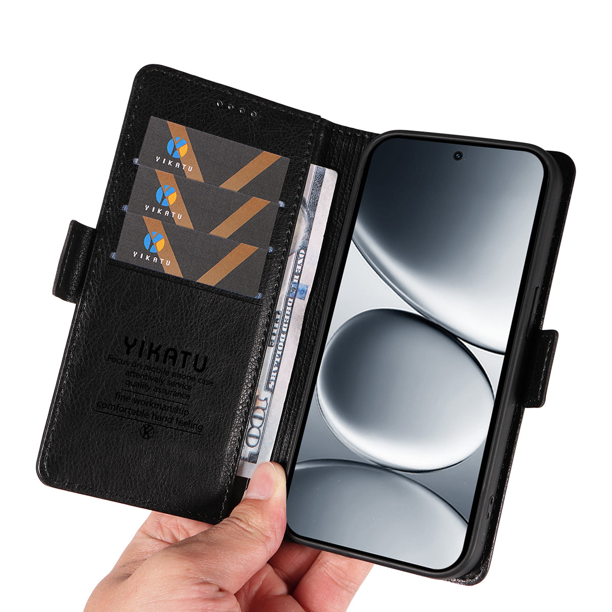 For Xiaomi Redmi Note 15 Pro 5G (Global) Case YIKATU YK-007 Litchi Texture PU Leather Wallet Phone Cover - Black