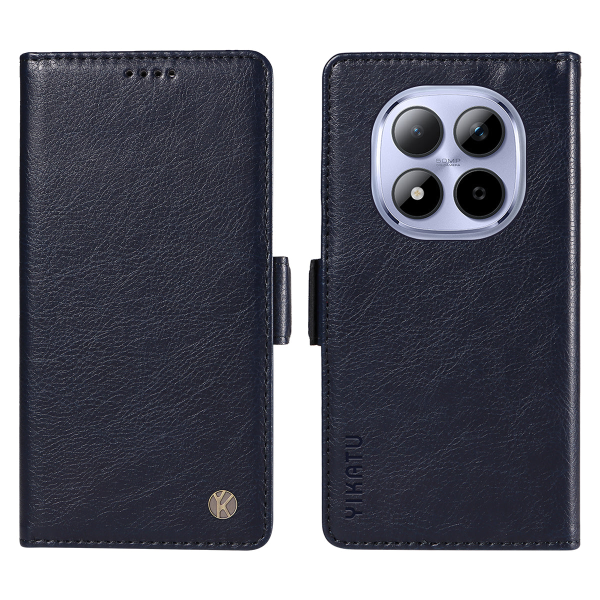 For Xiaomi Redmi Note 15 Pro 5G (Global) Case YIKATU YK-007 Litchi Texture PU Leather Wallet Phone Cover - Navy Blue