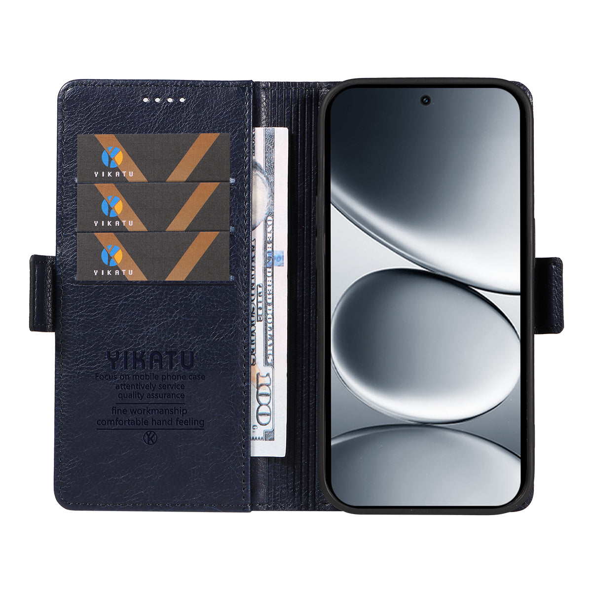 For Xiaomi Redmi Note 15 Pro 5G (Global) Case YIKATU YK-007 Litchi Texture PU Leather Wallet Phone Cover - Navy Blue