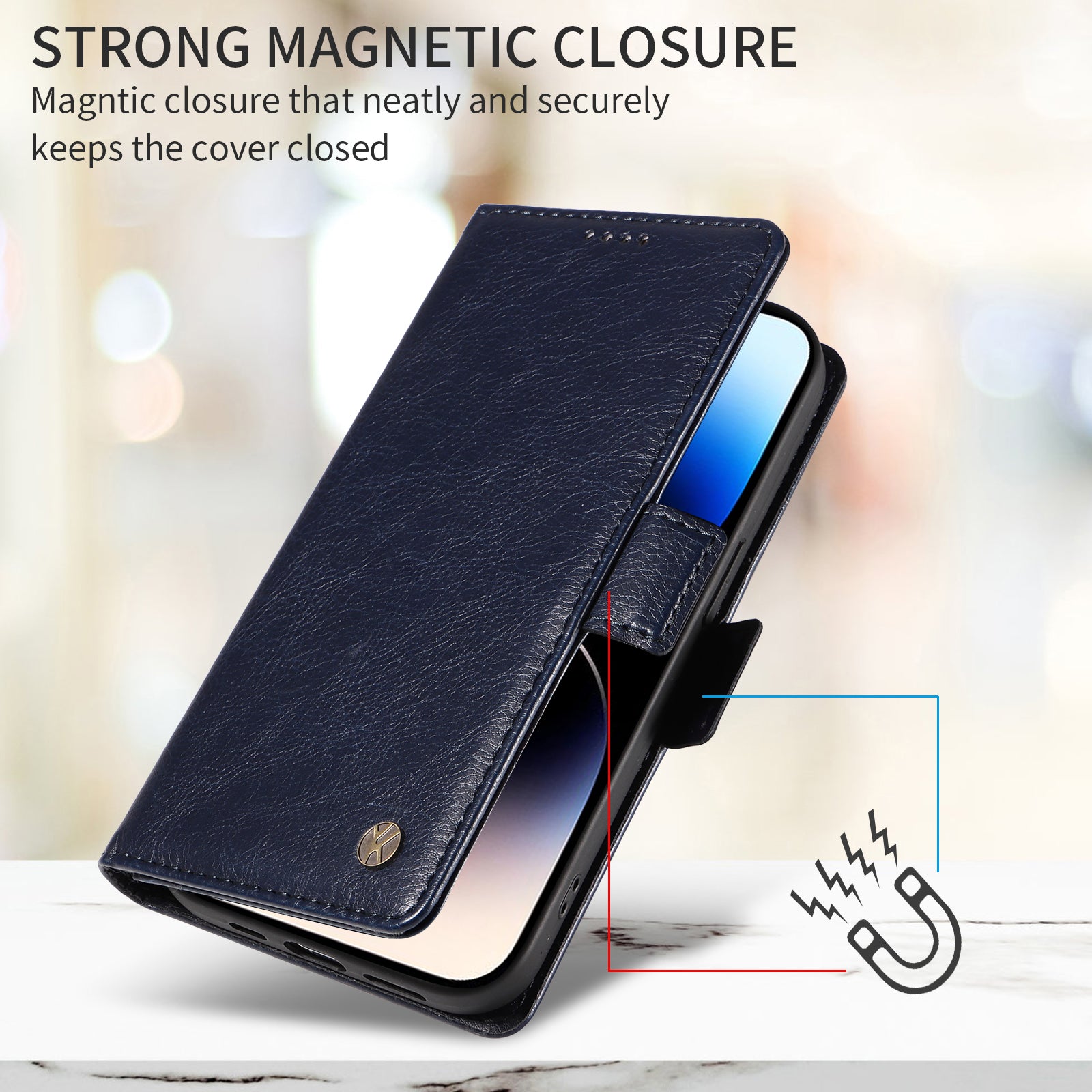 For Xiaomi Redmi Note 15 Pro 5G (Global) Case YIKATU YK-007 Litchi Texture PU Leather Wallet Phone Cover - Navy Blue