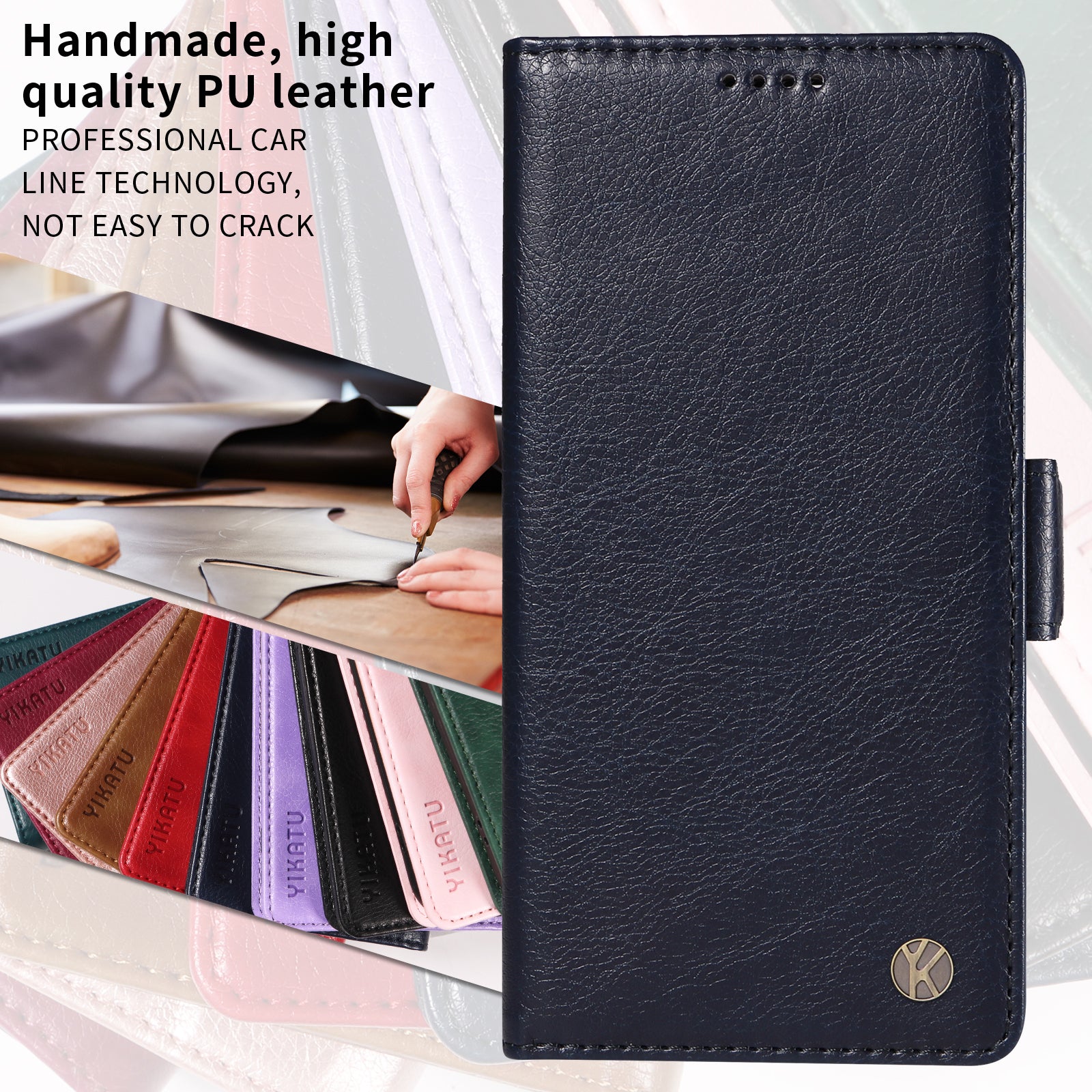 For Xiaomi Redmi Note 15 Pro 5G (Global) Case YIKATU YK-007 Litchi Texture PU Leather Wallet Phone Cover - Navy Blue