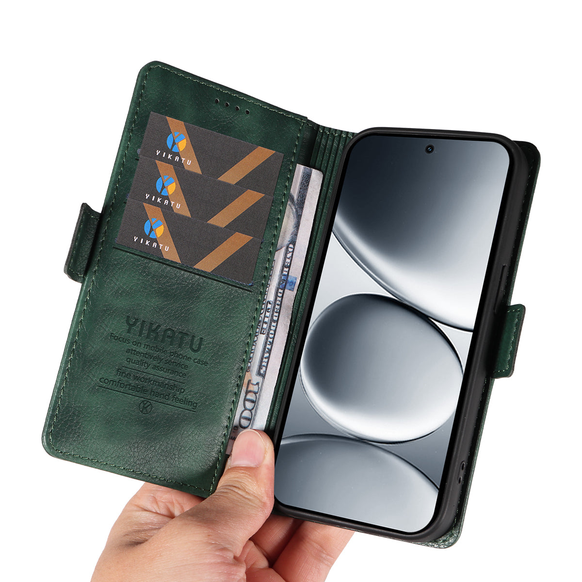 For Xiaomi Redmi Note 15 Pro 5G (Global) Case YIKATU YK-007 Litchi Texture PU Leather Wallet Phone Cover - Green