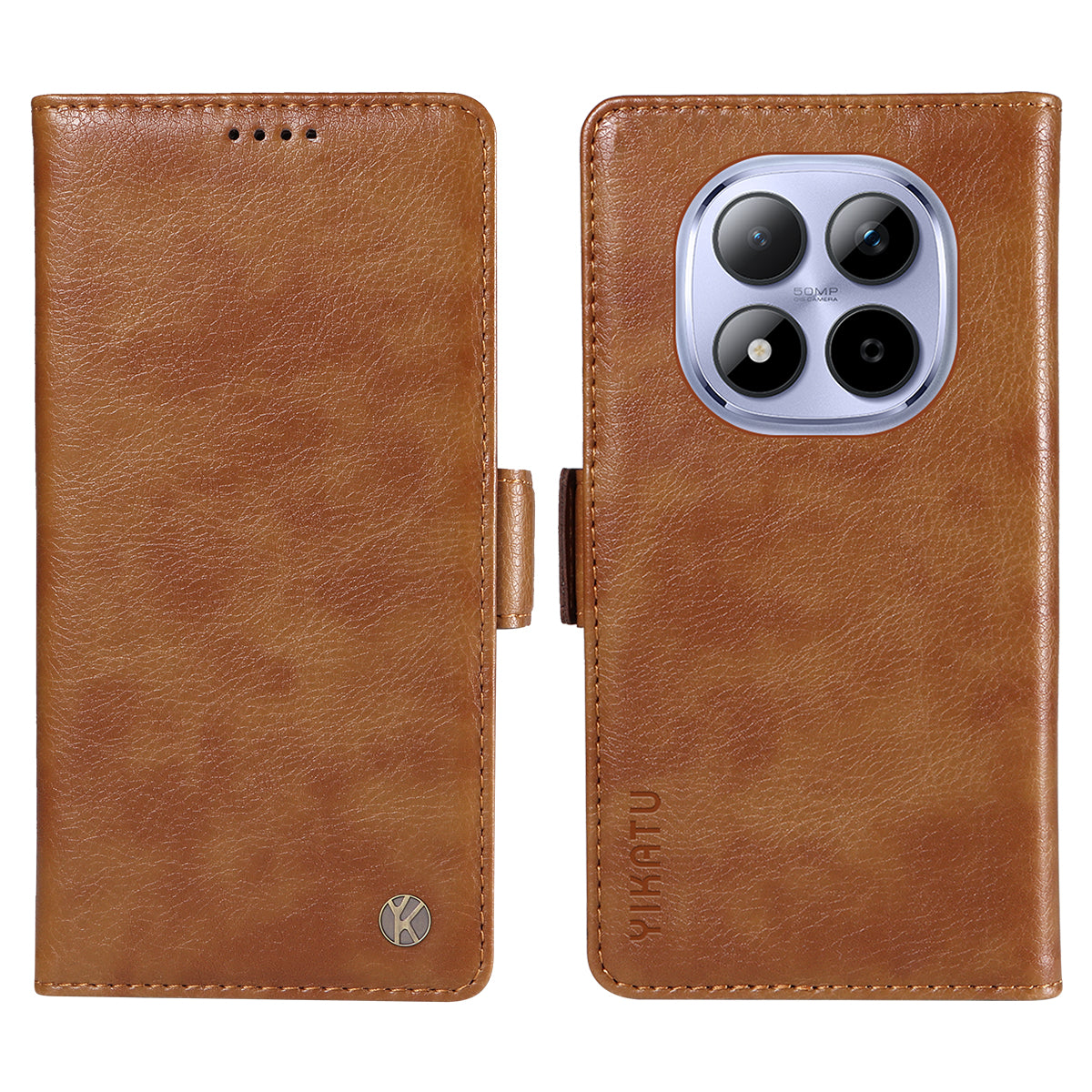 For Xiaomi Redmi Note 15 Pro 5G (Global) Case YIKATU YK-007 Litchi Texture PU Leather Wallet Phone Cover - Brown