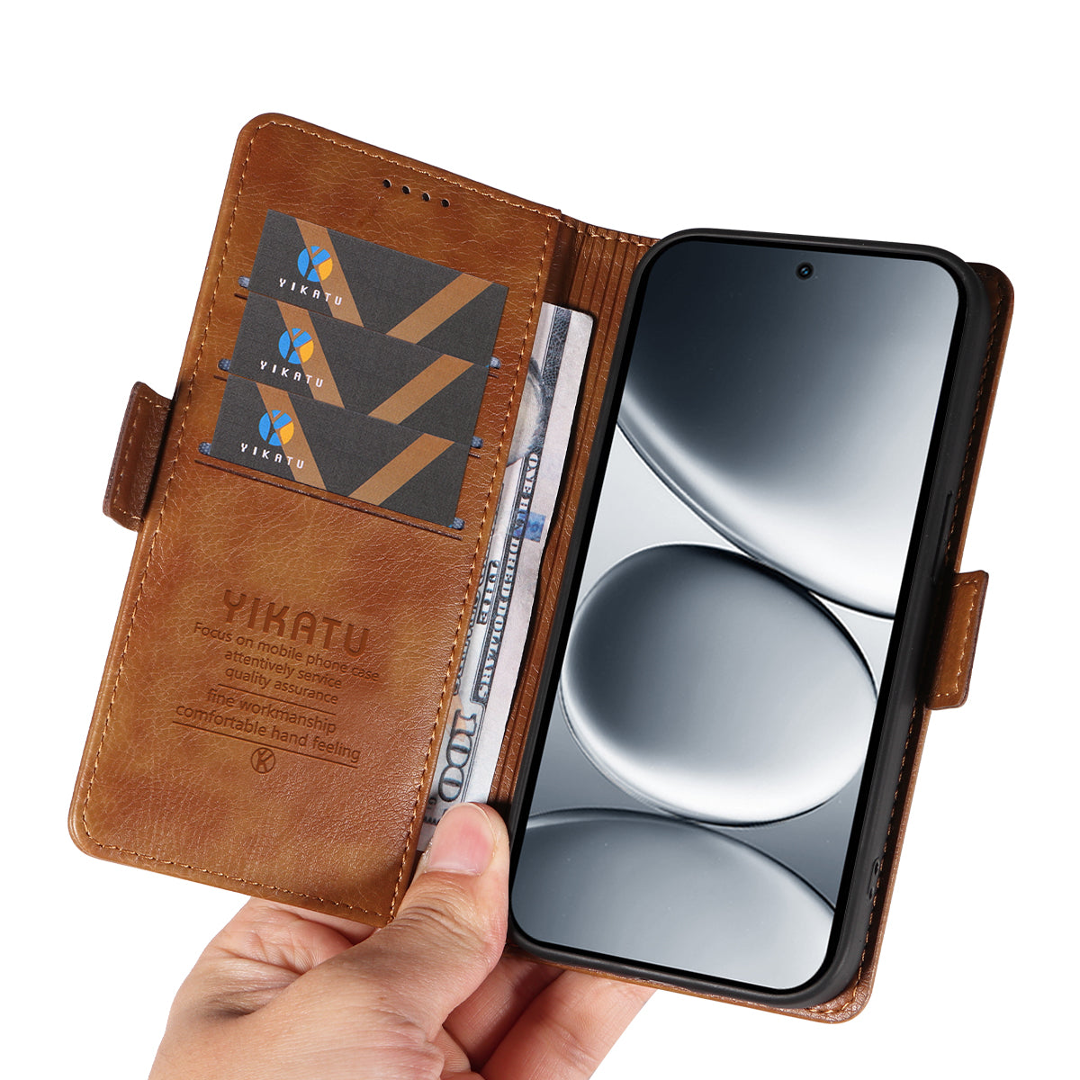 For Xiaomi Redmi Note 15 Pro 5G (Global) Case YIKATU YK-007 Litchi Texture PU Leather Wallet Phone Cover - Brown