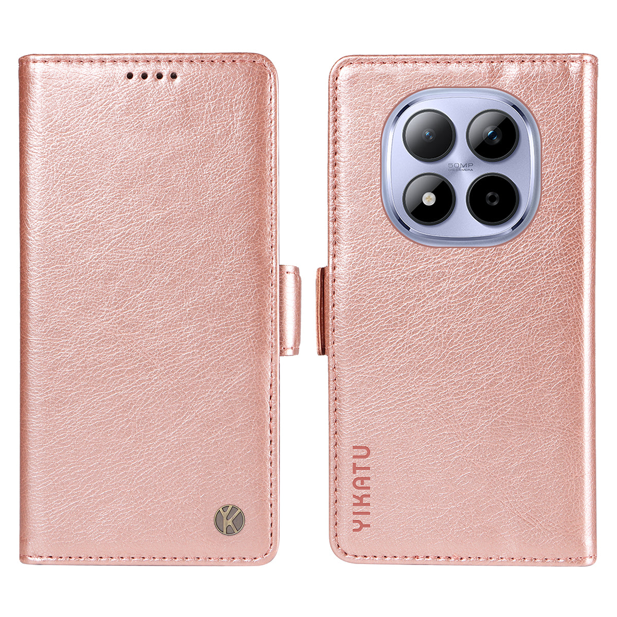 For Xiaomi Redmi Note 15 Pro 5G (Global) Case YIKATU YK-007 Litchi Texture PU Leather Wallet Phone Cover - Rose Gold