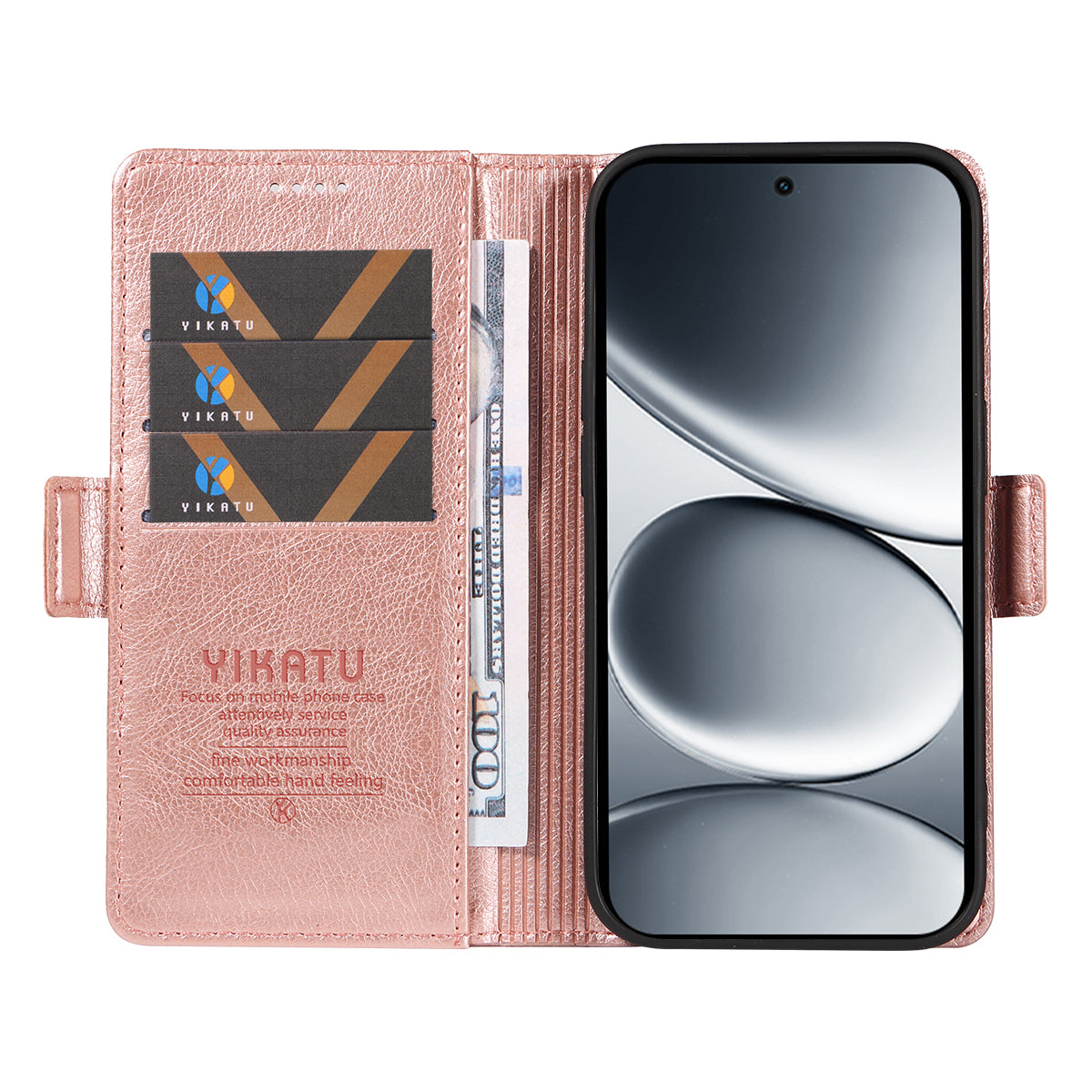 For Xiaomi Redmi Note 15 Pro 5G (Global) Case YIKATU YK-007 Litchi Texture PU Leather Wallet Phone Cover - Rose Gold