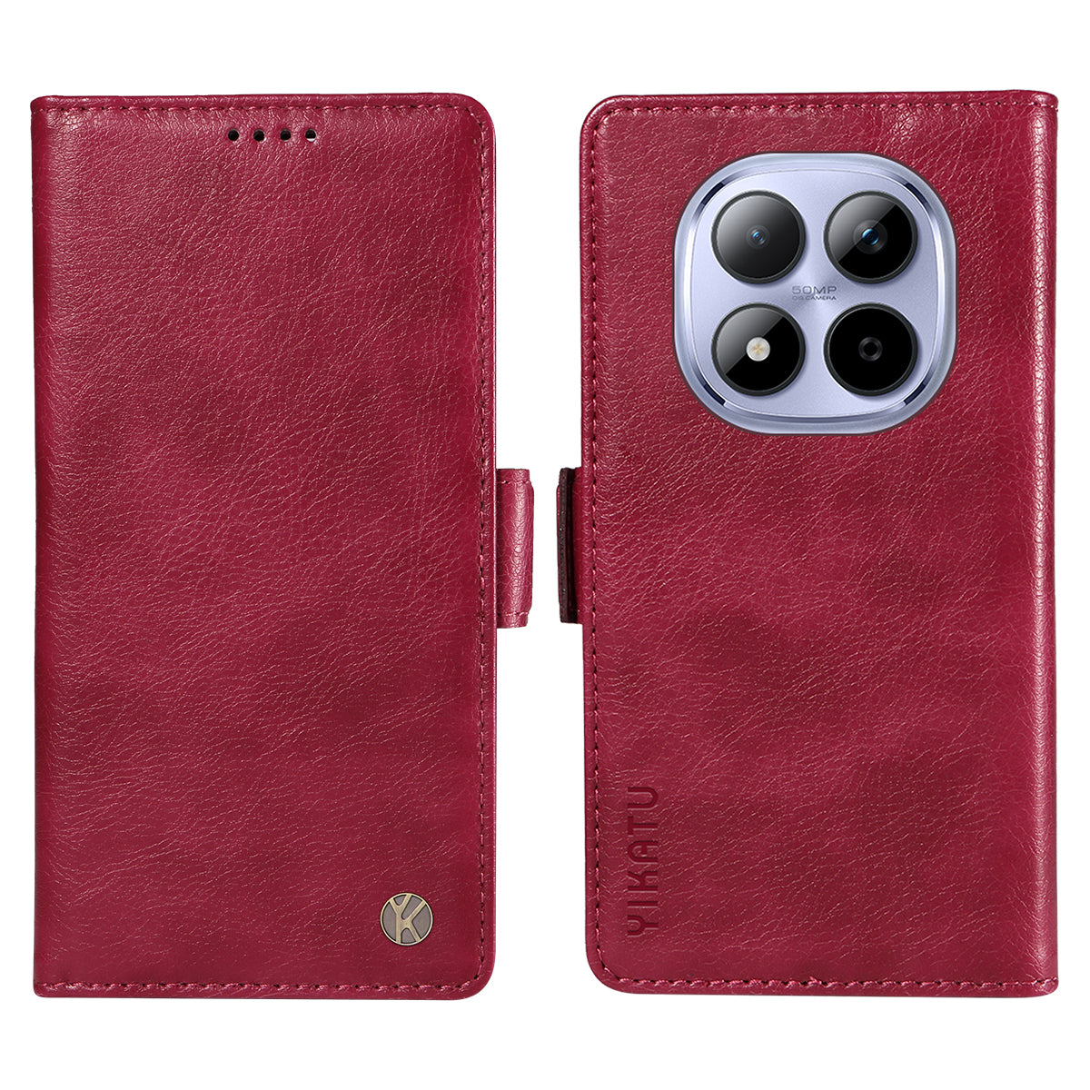 For Xiaomi Redmi Note 15 Pro 5G (Global) Case YIKATU YK-007 Litchi Texture PU Leather Wallet Phone Cover - Wine Red