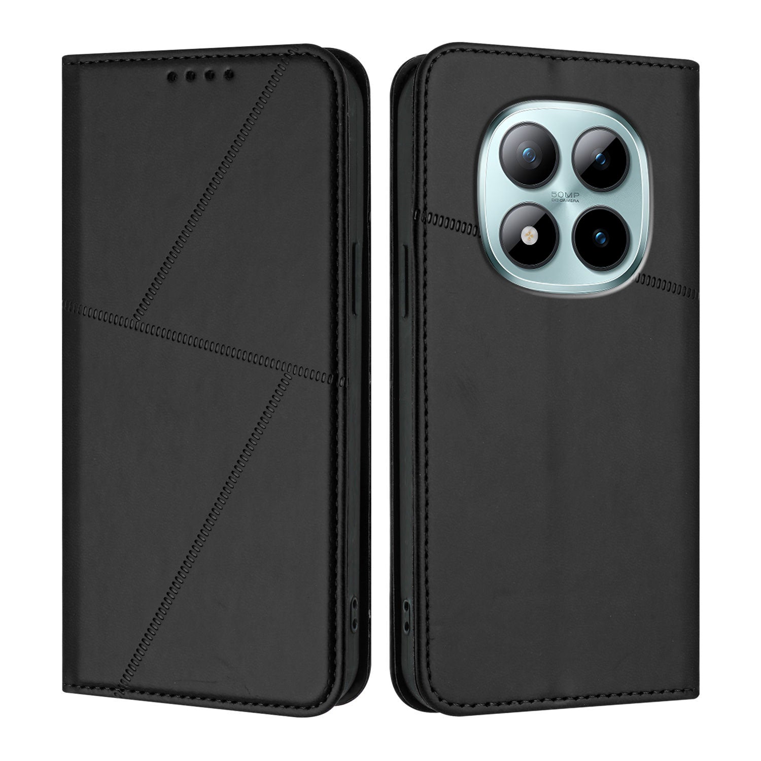 For Xiaomi Poco M8 Pro 5G / Redmi Note 15 Pro+ 5G (Global) Wallet Case Magnetic Closure Leather Flip Phone Cover with Stand - Black