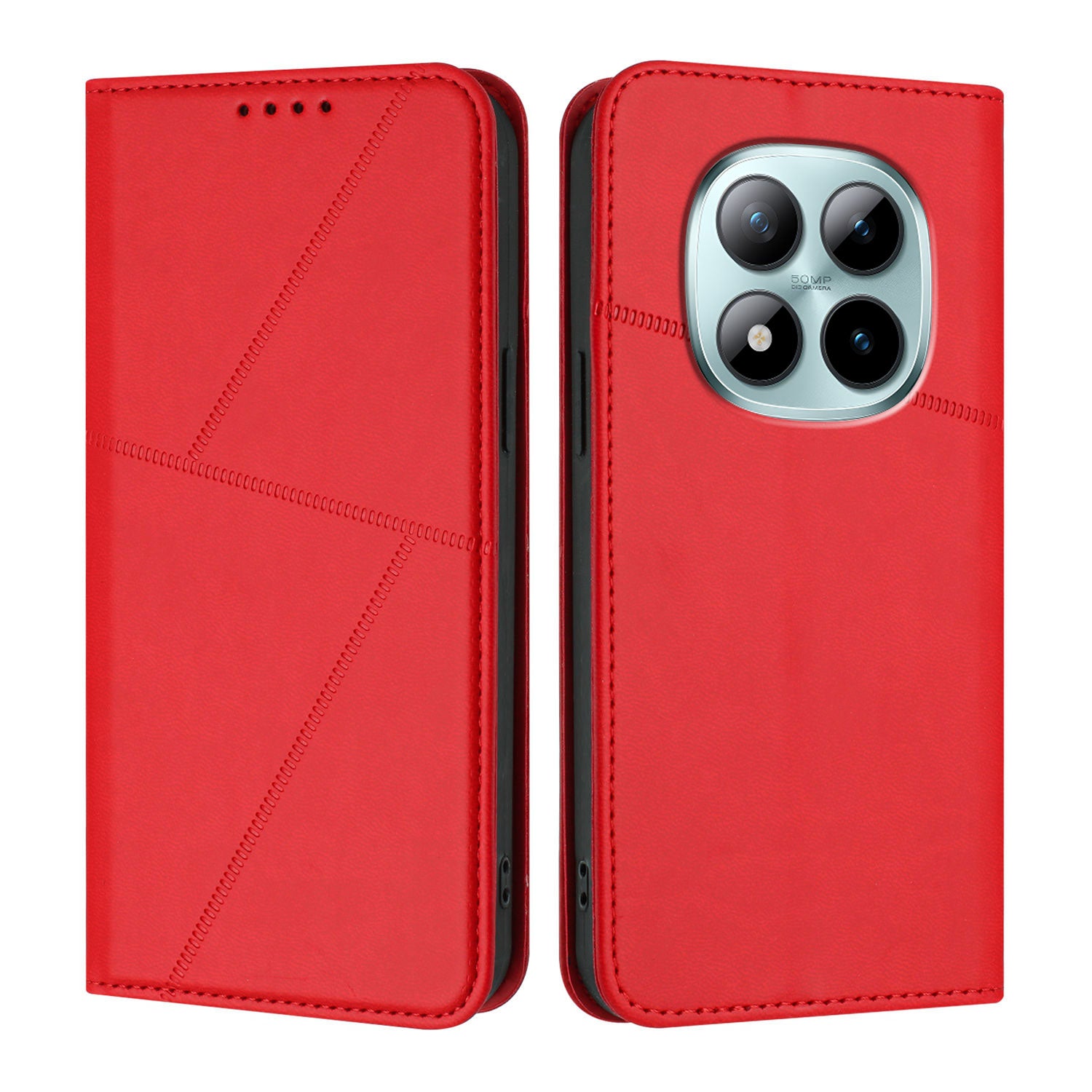 For Xiaomi Poco M8 Pro 5G / Redmi Note 15 Pro+ 5G (Global) Wallet Case Magnetic Closure Leather Flip Phone Cover with Stand - Red