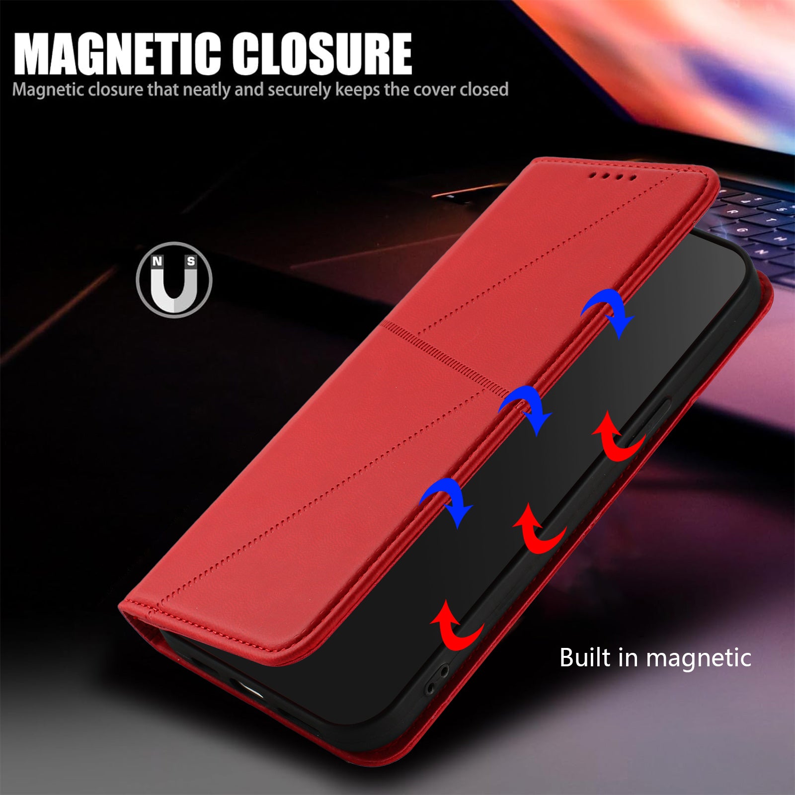 For Xiaomi Poco M8 Pro 5G / Redmi Note 15 Pro+ 5G (Global) Wallet Case Magnetic Closure Leather Flip Phone Cover with Stand - Red