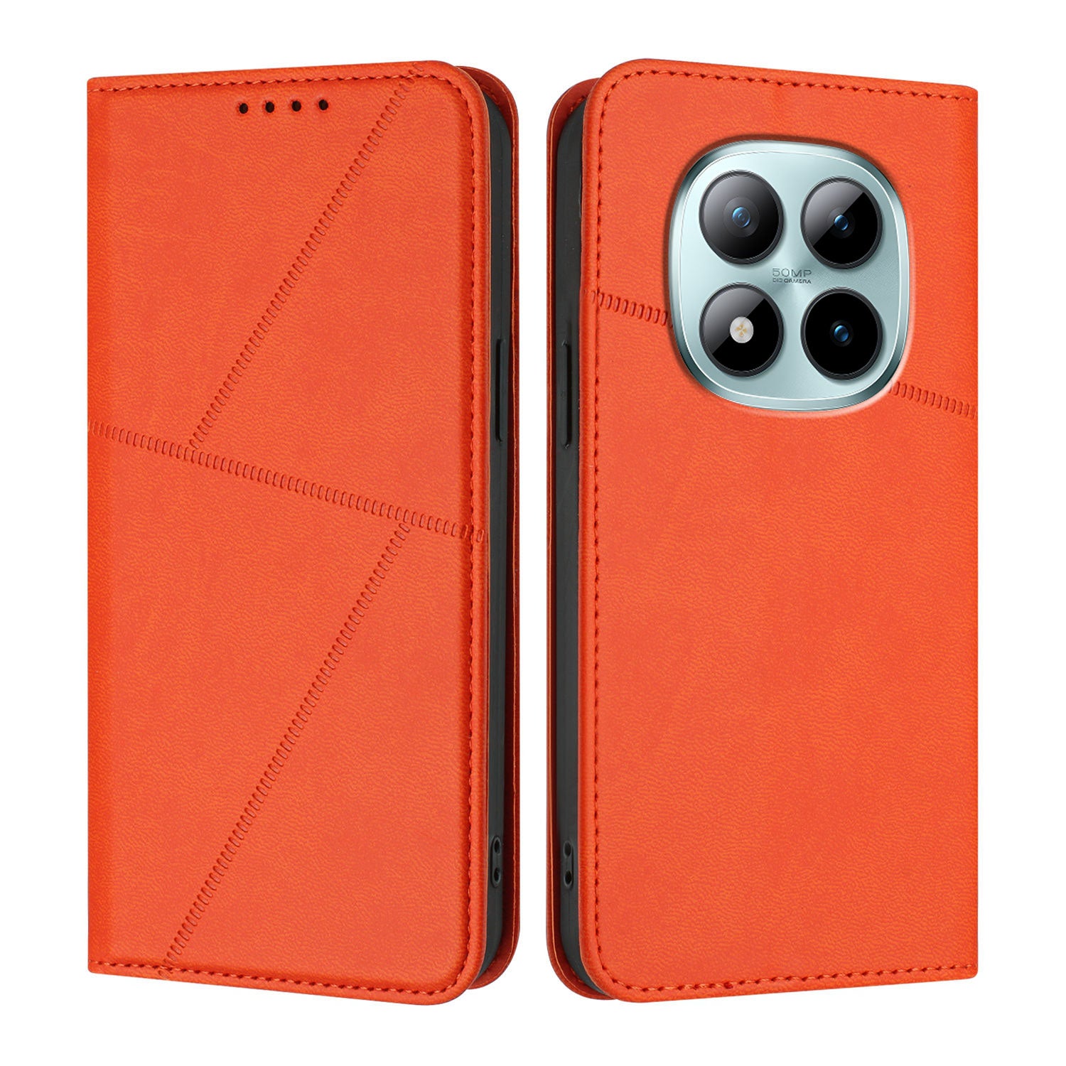 For Xiaomi Poco M8 Pro 5G / Redmi Note 15 Pro+ 5G (Global) Wallet Case Magnetic Closure Leather Flip Phone Cover with Stand - Orange