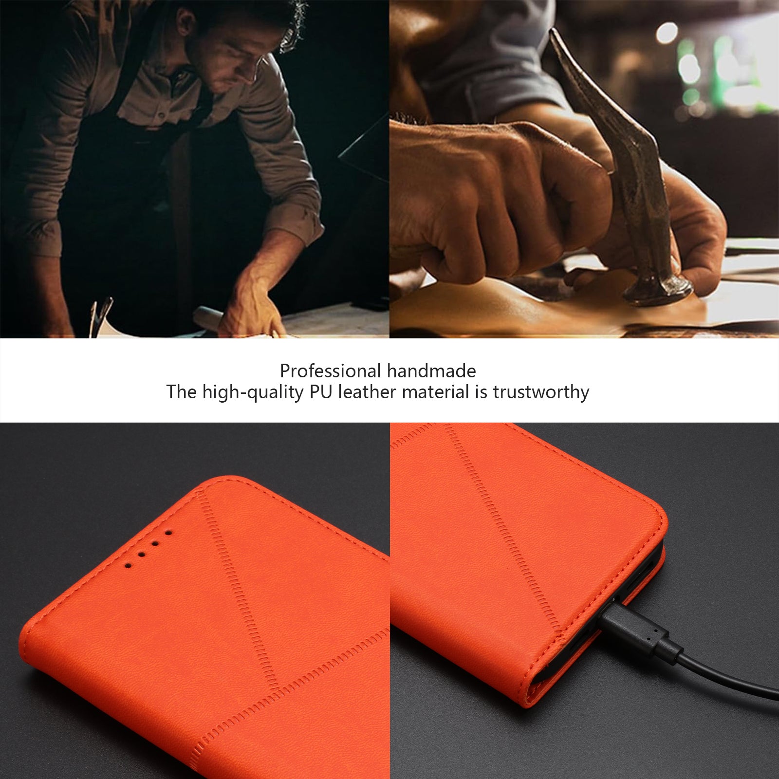 For Xiaomi Poco M8 Pro 5G / Redmi Note 15 Pro+ 5G (Global) Wallet Case Magnetic Closure Leather Flip Phone Cover with Stand - Orange