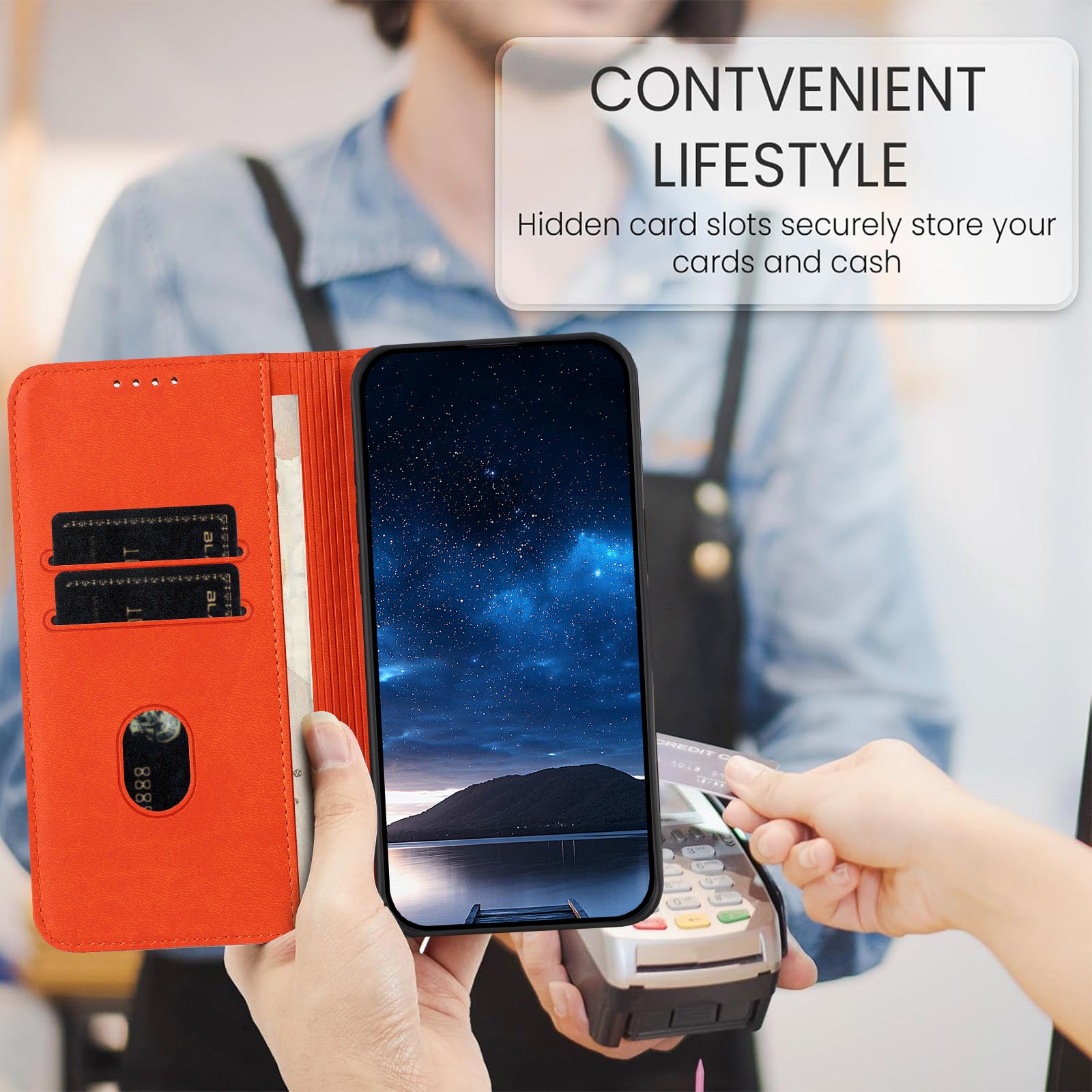 For Xiaomi Poco M8 Pro 5G / Redmi Note 15 Pro+ 5G (Global) Wallet Case Magnetic Closure Leather Flip Phone Cover with Stand - Orange