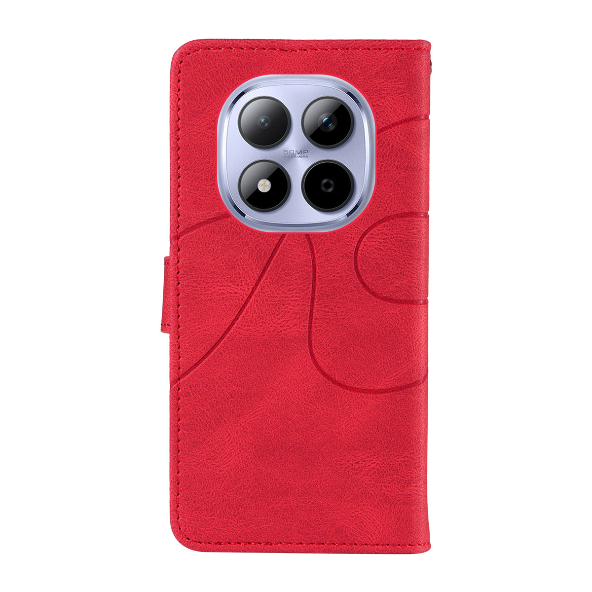 For Xiaomi Redmi Note 15 Pro 5G (Global) Wallet Case Leather Phone Cover Stand with Curved Line Design - Red