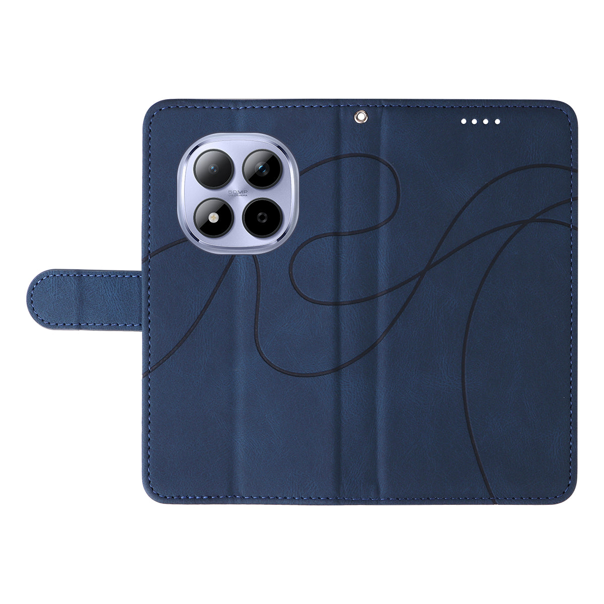 For Xiaomi Redmi Note 15 Pro 5G (Global) Wallet Case Leather Phone Cover Stand with Curved Line Design - Blue
