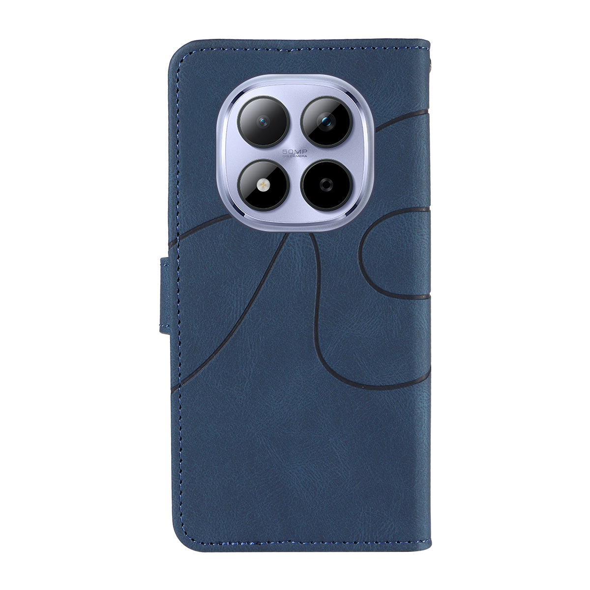 For Xiaomi Redmi Note 15 Pro 5G (Global) Wallet Case Leather Phone Cover Stand with Curved Line Design - Blue