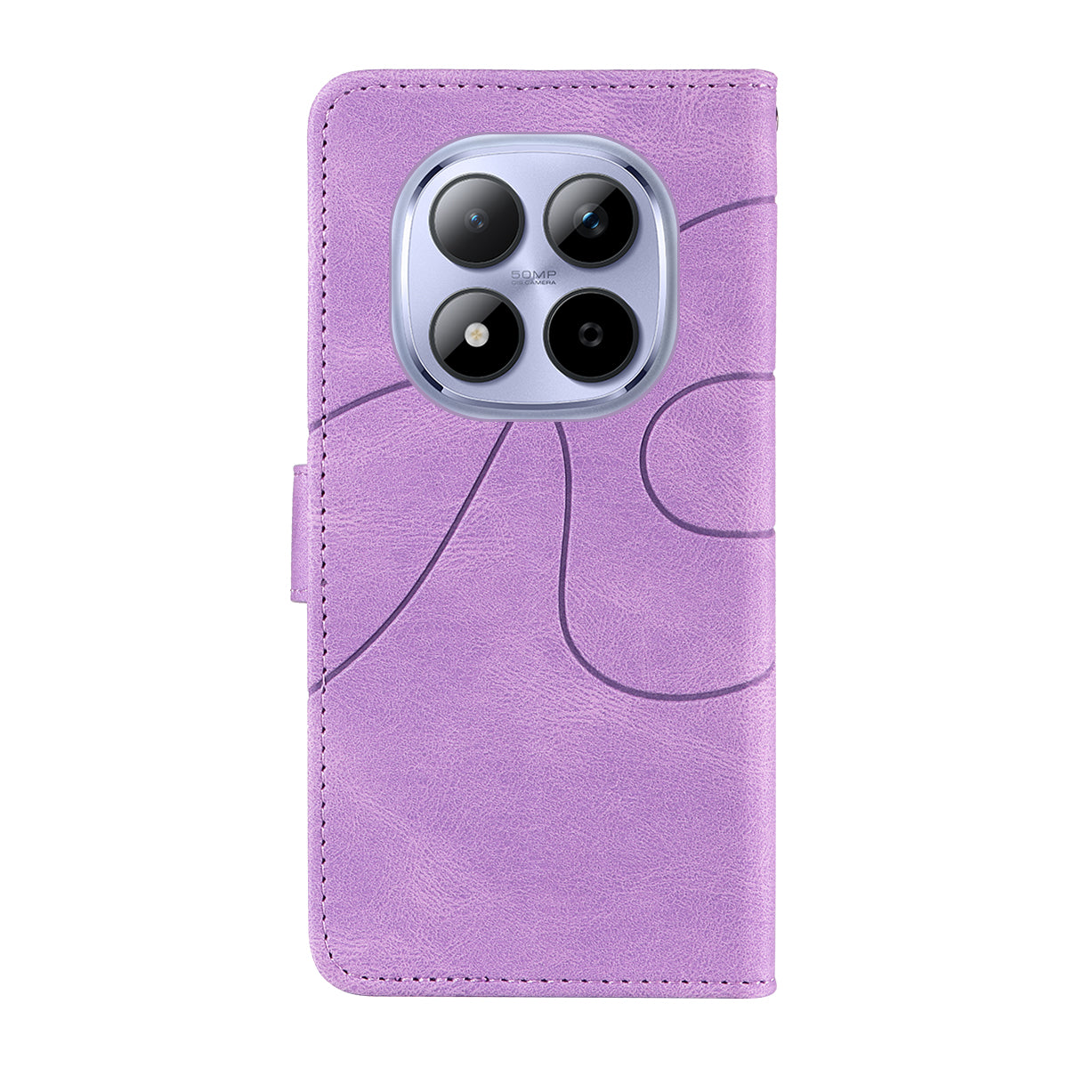 For Xiaomi Redmi Note 15 Pro 5G (Global) Wallet Case Leather Phone Cover Stand with Curved Line Design -  Light Purple