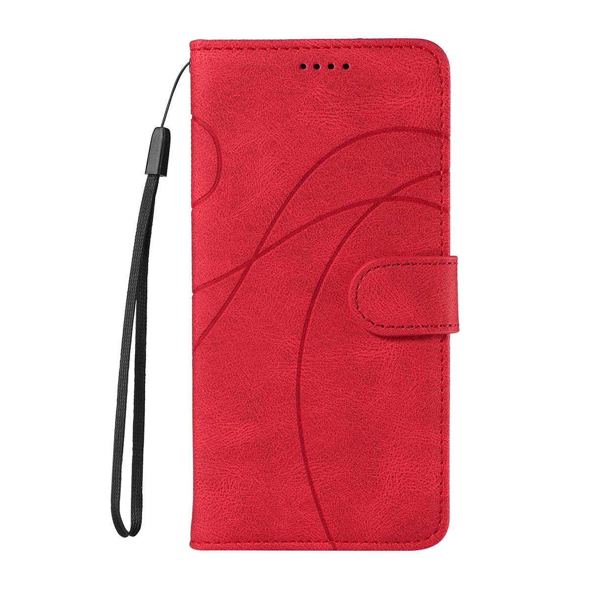 For Xiaomi Poco M8 Pro 5G / Redmi Note 15 Pro+ 5G (Global) Wallet Case Leather Phone Cover Stand with Curved Line Design - Red