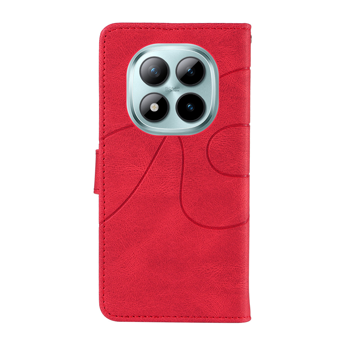 For Xiaomi Poco M8 Pro 5G / Redmi Note 15 Pro+ 5G (Global) Wallet Case Leather Phone Cover Stand with Curved Line Design - Red