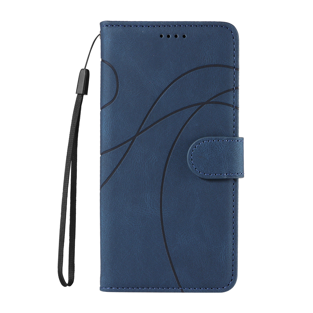 For Xiaomi Poco M8 Pro 5G / Redmi Note 15 Pro+ 5G (Global) Wallet Case Leather Phone Cover Stand with Curved Line Design - Blue