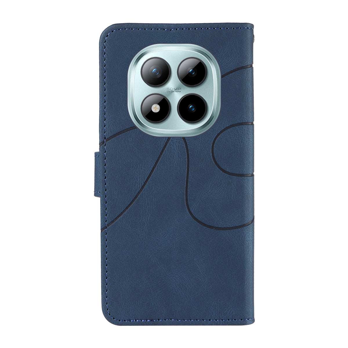For Xiaomi Poco M8 Pro 5G / Redmi Note 15 Pro+ 5G (Global) Wallet Case Leather Phone Cover Stand with Curved Line Design - Blue