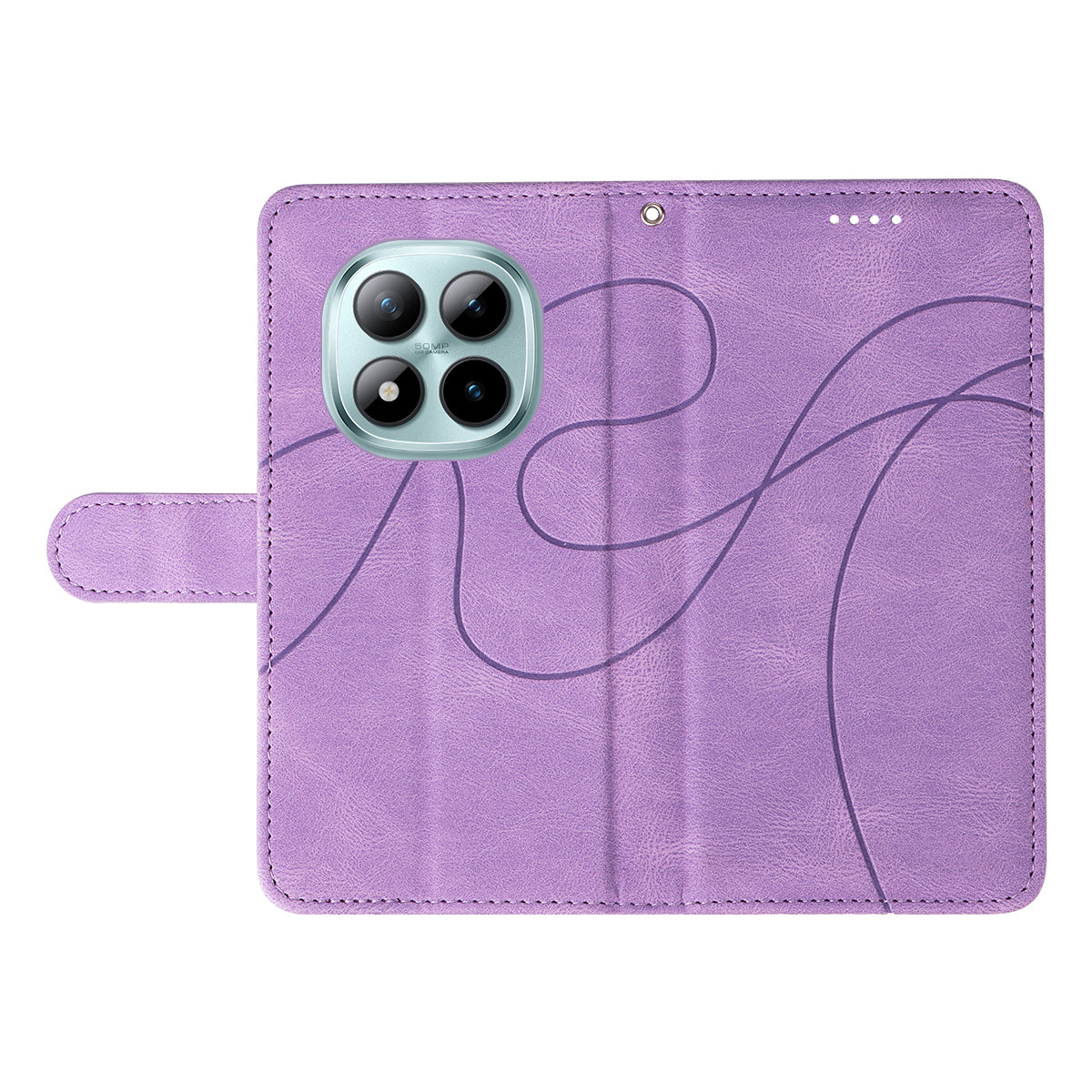 For Xiaomi Poco M8 Pro 5G / Redmi Note 15 Pro+ 5G (Global) Wallet Case Leather Phone Cover Stand with Curved Line Design -  Light Purple