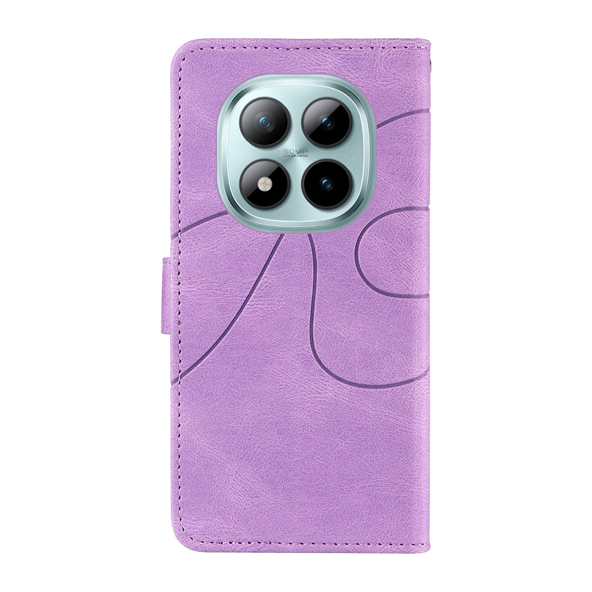 For Xiaomi Poco M8 Pro 5G / Redmi Note 15 Pro+ 5G (Global) Wallet Case Leather Phone Cover Stand with Curved Line Design -  Light Purple