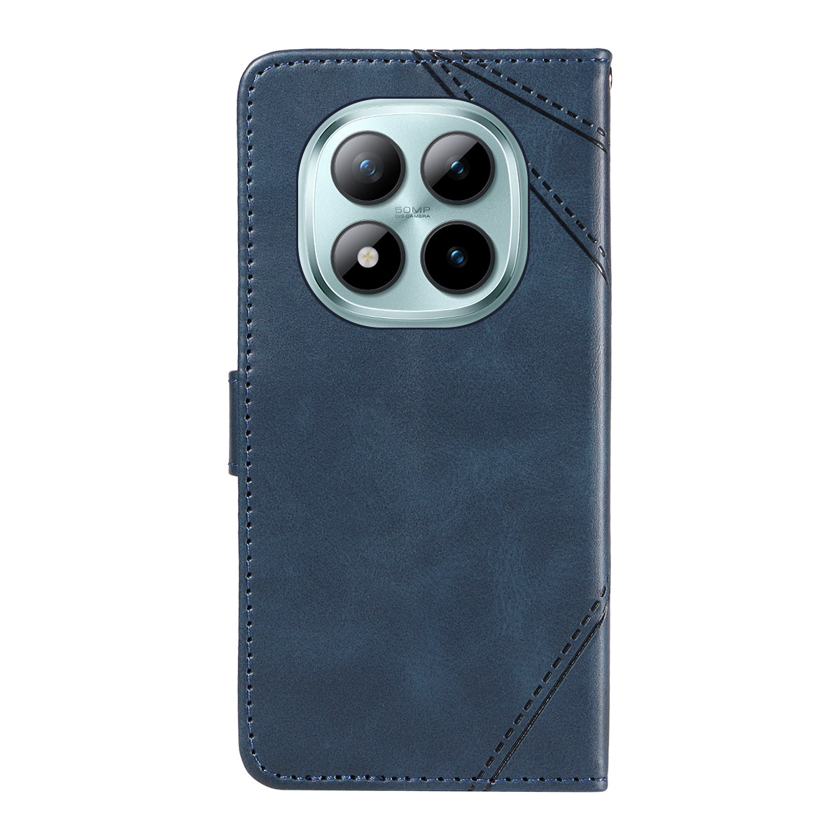 For Xiaomi Poco M8 Pro 5G / Redmi Note 15 Pro+ 5G (Global) Leather Case Geometric Line Design Wallet Phone Cover with Wrist Strap - Blue