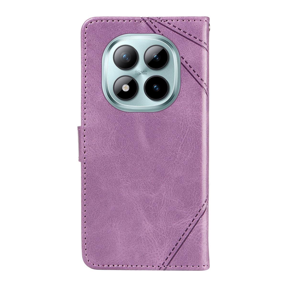 For Xiaomi Poco M8 Pro 5G / Redmi Note 15 Pro+ 5G (Global) Leather Case Geometric Line Design Wallet Phone Cover with Wrist Strap - Purple