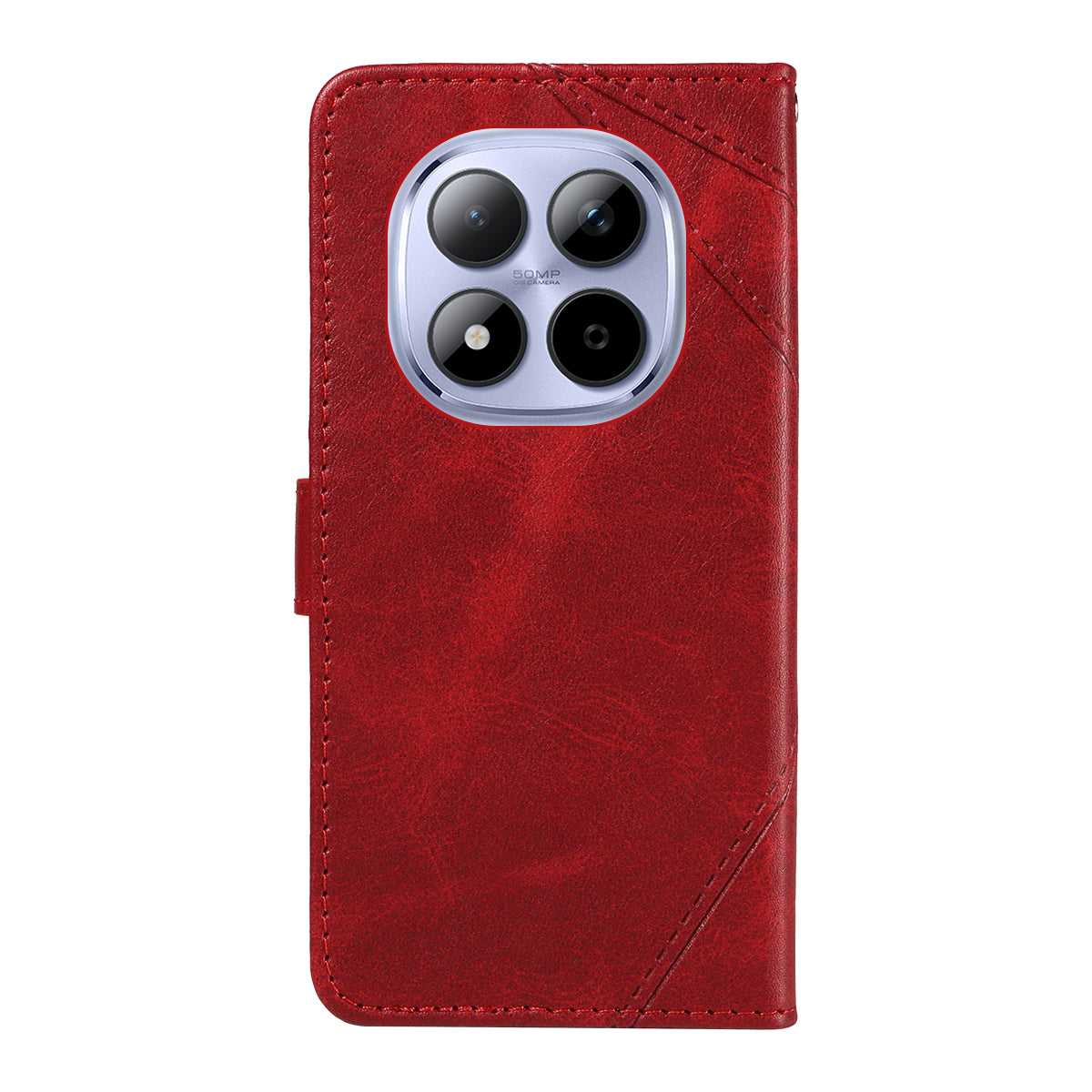 For Xiaomi Redmi Note 15 Pro 5G (Global) Leather Case Geometric Line Design Wallet Phone Cover with Wrist Strap - Red