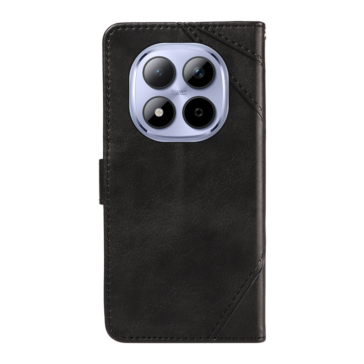 For Xiaomi Redmi Note 15 Pro 5G (Global) Leather Case Geometric Line Design Wallet Phone Cover with Wrist Strap - Black