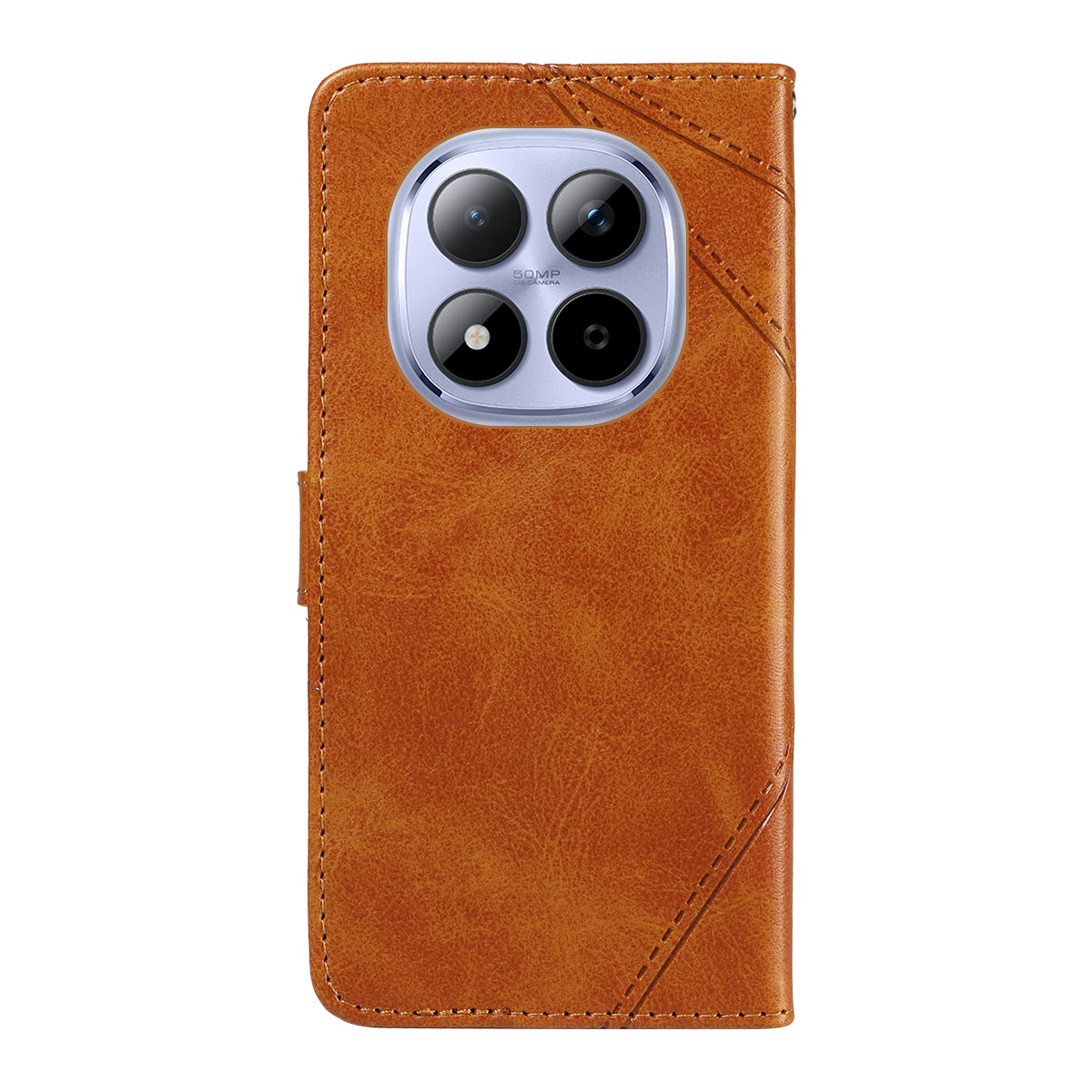 For Xiaomi Redmi Note 15 Pro 5G (Global) Leather Case Geometric Line Design Wallet Phone Cover with Wrist Strap - Brown